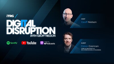 The third episode of Digital Disruption, a video podcast from global research and advisory firm Info-Tech Research Group, features Conor Grennan, AI expert, bestselling author, and Chief AI Architect and NYU Stern School of Business, discussing the evolving impact of generative AI on business, education, and human interaction. (CNW Group/Info-Tech Research Group) The third episode of Digital Disruption, a video podcast from global research and advisory firm Info-Tech Research Group, features Conor Grennan, AI expert, bestselling author, and Chief AI Architect and NYU Stern School of Business, discussing the evolving impact of generative AI on business, education, and human interaction. (CNW Group/Info-Tech Research Group)